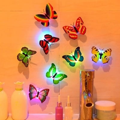 Picture of Beautiful Butterfly LED Night Light Lamp With Suction Christmas Wedding Decor-1pcs Available in a variety of colorsMulticolor