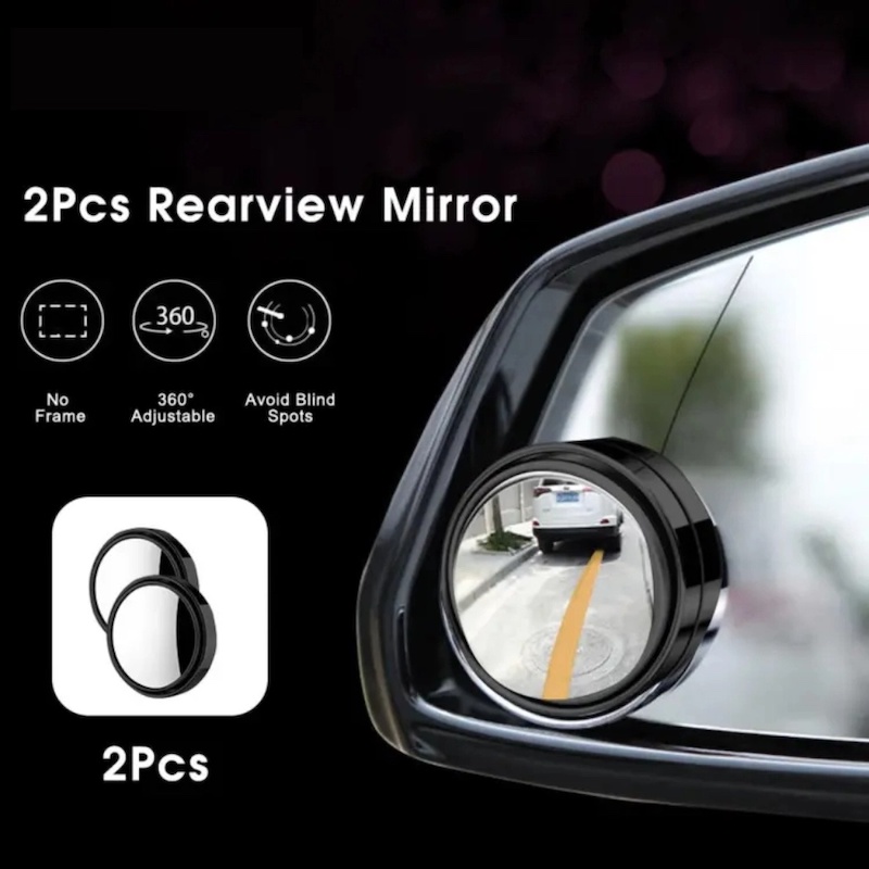 Picture of Blind Spot Mirror for Car Outside Auxiliary Mirror Rearview Mirror Sticky Convex Wide Angle Parking Reversing Rear View Mirrors 2 pcBlack