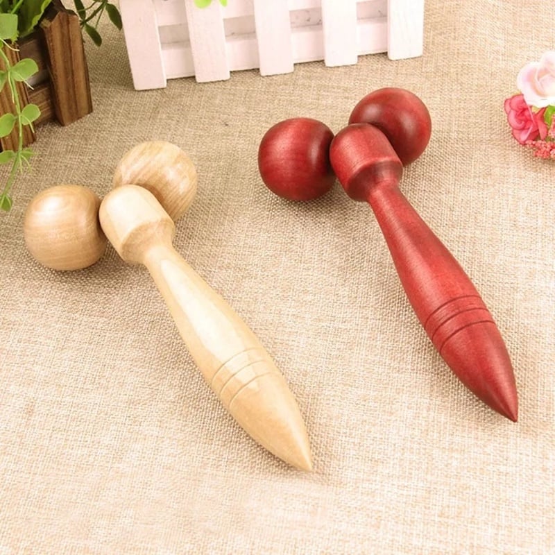 Picture of Wooden 3D Massager Roller, Stick Thin Face Leg Head Neck Body Face-lift Wheel Hand Spa Therapy Massage Wooden RollerMulticolor