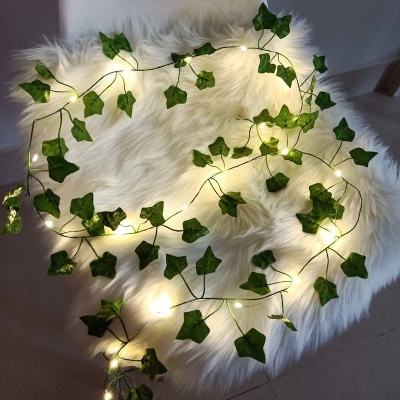 Picture of Flower Green Leaf String Lights Artificial Vine Fairy Lights Battery Powered Christmas Tree Garland Light for Weeding Home DecorGreen