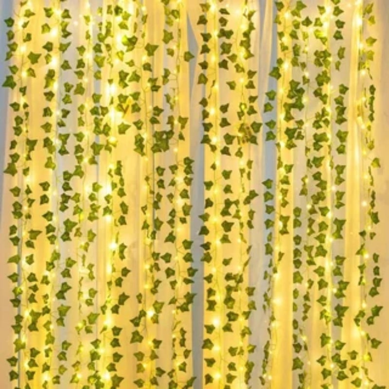 Picture of Flower Green Leaf String Lights Artificial Vine Fairy Lights Battery Powered Christmas Tree Garland Light for Weeding Home DecorGreen