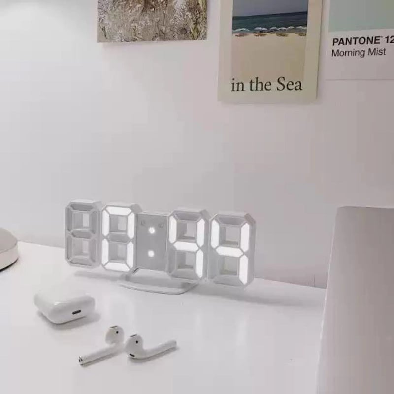 Picture of 3D LED Digital Clock Electronic Table Clock Alarm Clock Wall Glowing Hanging ClocksMulticolor