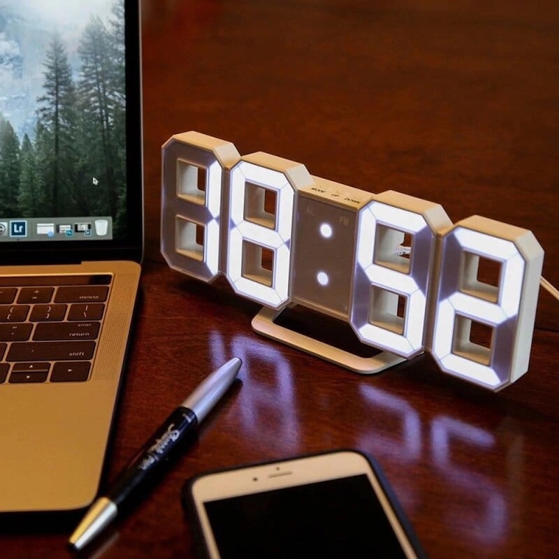 Picture of 3D LED Digital Clock Electronic Table Clock Alarm Clock Wall Glowing Hanging ClocksMulticolor