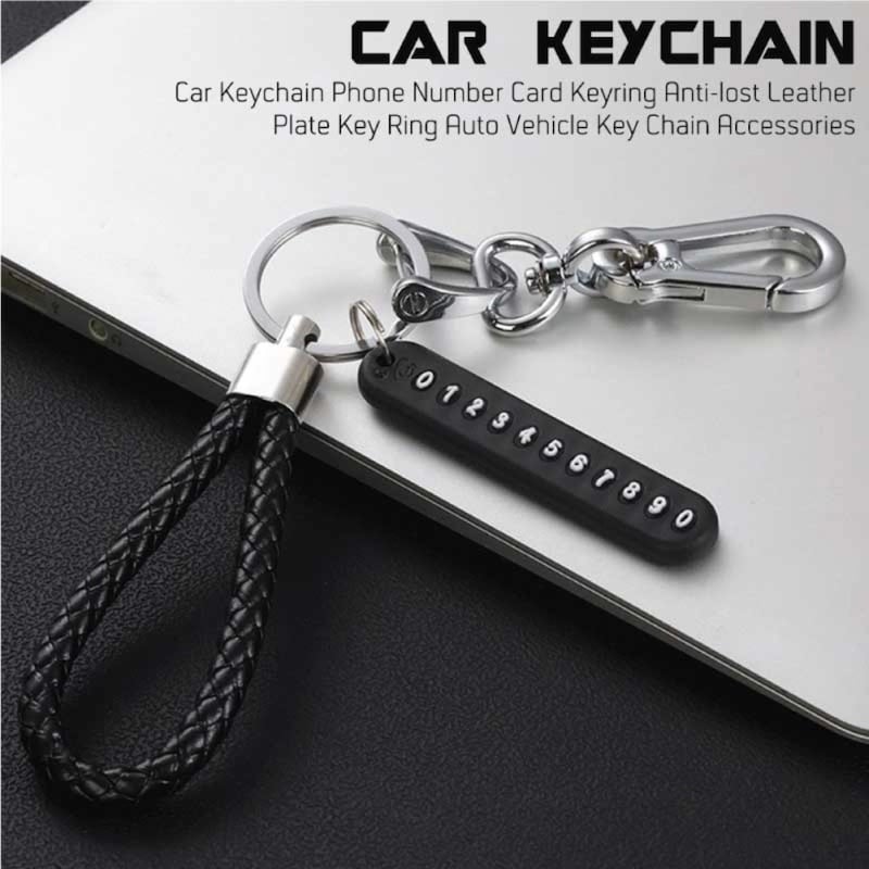 Picture of Anti-Lost Car Key Pendant Split Rings Keychain Phone Number Card Keyring Auto Vehicle Key Chain Car AccessoriesMulticolor