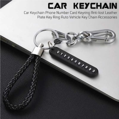 Picture of Anti-Lost Car Key Pendant Split Rings Keychain Phone Number Card Keyring Auto Vehicle Key Chain Car AccessoriesMulticolor