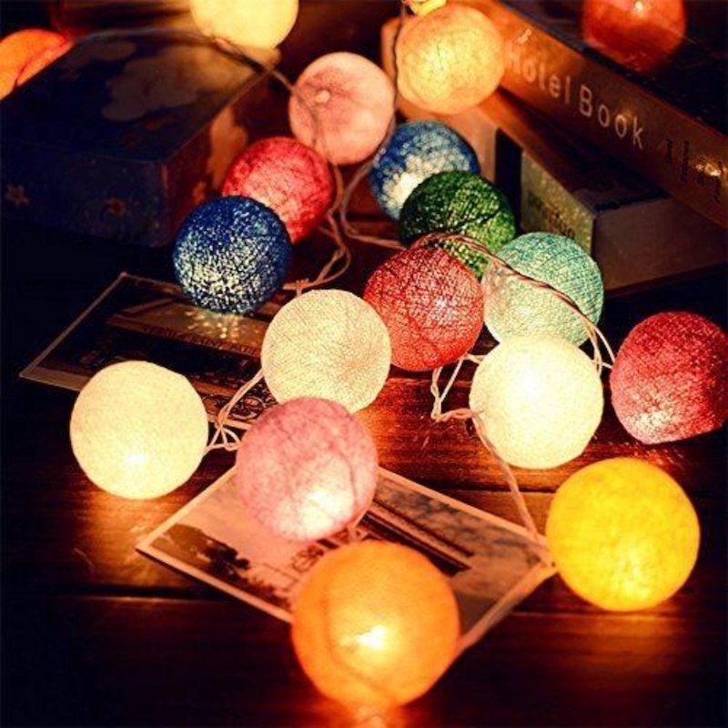 Picture of Cotton Ball Garland Fairy LightsMulticolor