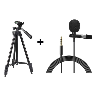 Picture of Digital Creator Combo Deal 2 in 1 Offer For Aluminum Alloy Tripod And 3.5mm Jack Microphone - Microphone - Microphone - MicrophoneMulticolor
