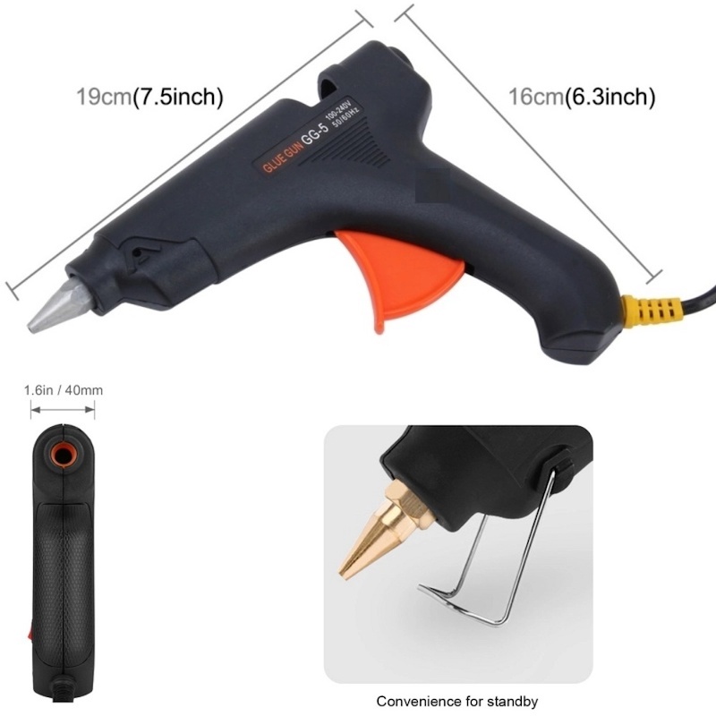 Picture of Combo Pack 100W Hot Melt Glue Gun With 5 Glue Stick, 100 Watt Glue Gun For Diy Art Crafts, Joint RepairMulticolor
