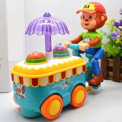 Picture of Kids Monkey Ice Cream Car Toy With Light Music - Baby ToysMulticolor