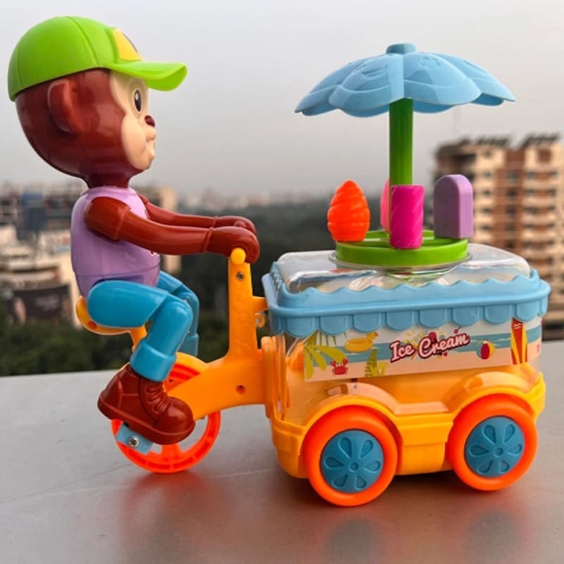 Picture of Kids Monkey Ice Cream Car Toy With Light Music - Baby ToysMulticolor