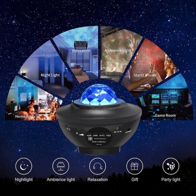 Picture of Raunity Galaxy Projector USB LED Star Night Light Table Lamp Music Starry Water Wave LED Projector Light Bluetooth Projector Sound-Activated Projector Light Decor 21 Lighting ModesMulticolor