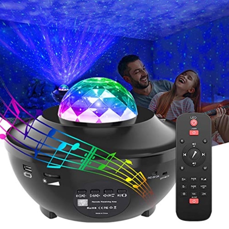 Picture of Raunity Galaxy Projector USB LED Star Night Light Table Lamp Music Starry Water Wave LED Projector Light Bluetooth Projector Sound-Activated Projector Light Decor 21 Lighting ModesMulticolor