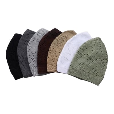 Picture of 3 pcs Prayer Caps Namaz Tupi Muslim - Cap For MenMulticolor