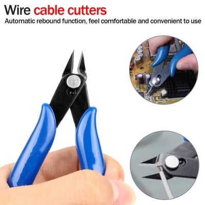 Picture of Electrical Component Wire Cable Cutters Cutting Side Snips Flush Pliers Nipper Anti-slip Rubber Mini Diagonal Pliers Hand ToolsMulticolor
