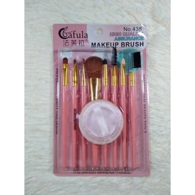 Picture of Fashion make up brush with powder puff - 9 piecesMulticolor