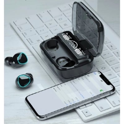 Picture of M10 TWS Earphone 9D Stereo LED Digital Display Touch CVC8.0 Digital Noise Reduction Technology (With 2000mAh Mini Power Bank Charging Box)Black