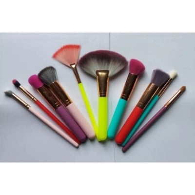 Picture of Set De 10 Brochas Colores Neon Makeup Brushes Powder Foundation Eyeshadow Eyebrow for Face Cosmetics Make Up Brush Set BrochasMulticolor