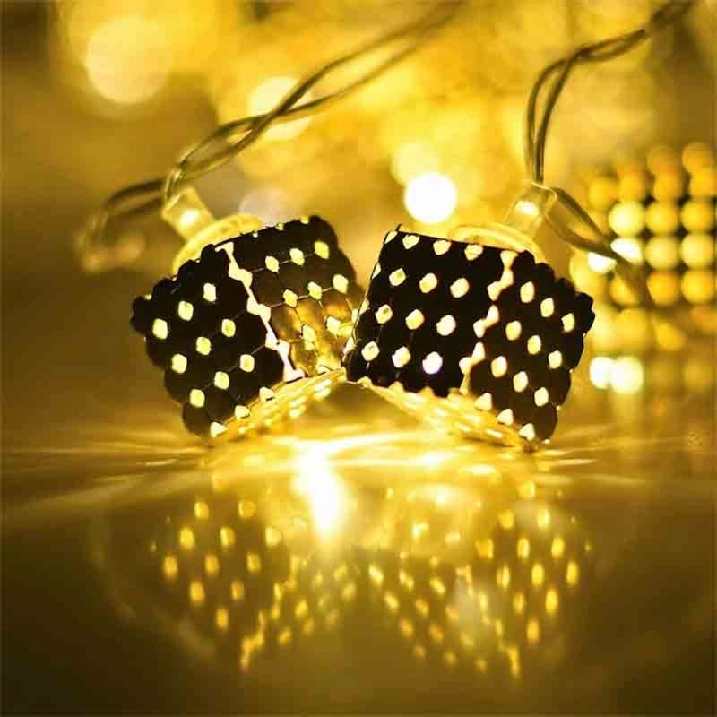 Picture of Golden Metal Cube Shape Fairy Light, Metal Ball String Light - Fairy lights 20pcs string lights Party Wedding DecorationGold