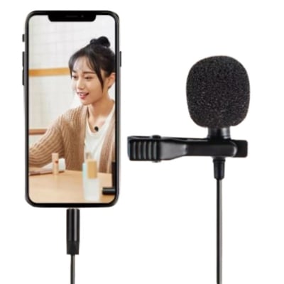 Picture of 3.5mm Jack Microphone Tie Clip-on Lapel Mikrofon Microfono Mic for Mobile PhoneBlack