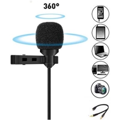 Picture of 3.5mm Jack Microphone Tie Clip-on Lapel Mikrofon Microfono Mic for Mobile PhoneBlack