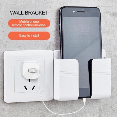 Picture of Wall Phone Holder For Phone Mounted Storage Box Remote Control Storage Organizer Case For Air Conditioner TV Mobile Stand RackMulticolor