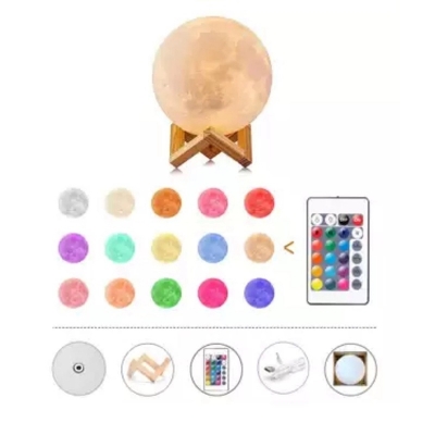 Picture of 3D Moon Lamp 16 Colors Remote & Touch - 15 cmMulticolor