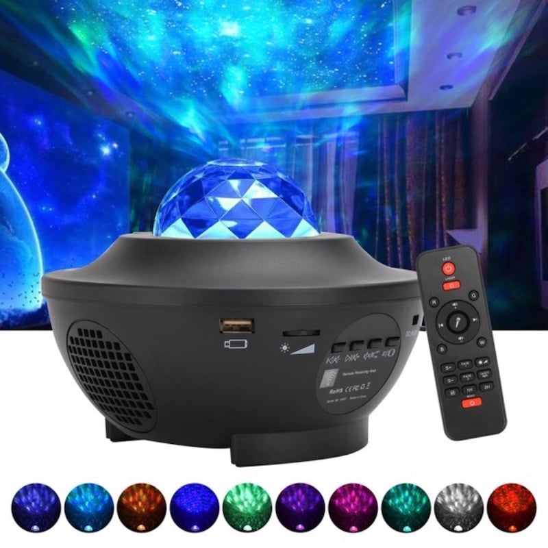 Picture of USB LED Star Night Light Music Starry Water Wave LED Light Projector Bluetooth Sound Activated Projector Decoration Light ProjectorMulticolor