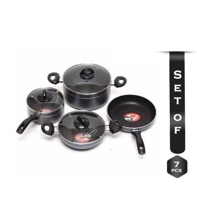 Picture of Non Stick 7 Pieces Cookware Set - Black and AshMulticolor