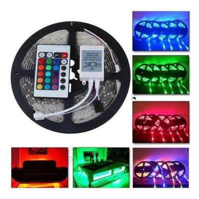 Picture of 16Colour SMD 2835 DC 12V LED Strip Light With Remote- 5 meter RGB Color fairy lights for ceiling decorationMulticolor