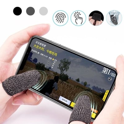 Picture of 1 Pair(2 Pcs) Breathable Mobile Finger Sleeves / Sweatproof Gloves for Mobile Gaming - BlackMulticolor