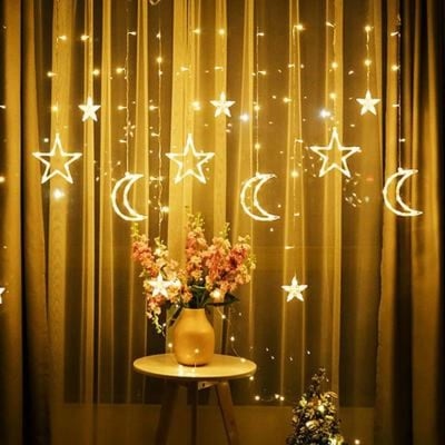 Picture of LED Star moon Lights, Window Curtain String Light Moon Star String LightGold