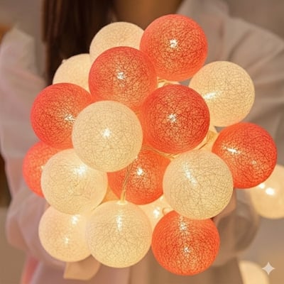 Picture of LED Colorful Cotton Ball LED String LightsMulticolor