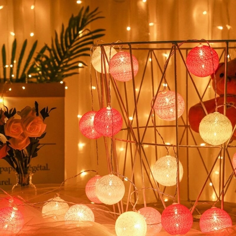 Picture of LED Colorful Cotton Ball LED String LightsMulticolor
