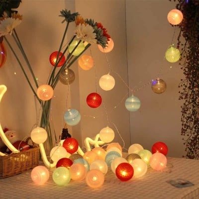 Picture of LED Colorful Cotton Ball LED String LightsMulticolor