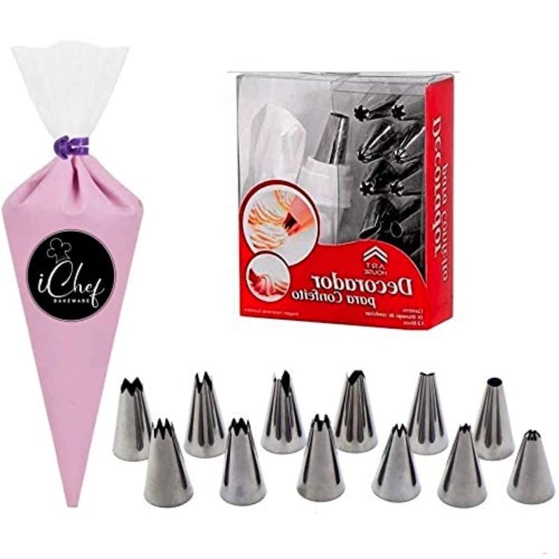 Picture of Stainless Steel 12 Pieces Cake Decoration Tools - SilverMulticolor