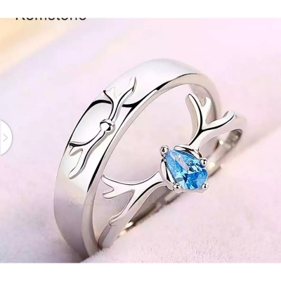 Picture of Couple's Ring Set Stainless Steel Wedding Bands for Men And Women Unisex Rings Silver Adjustable