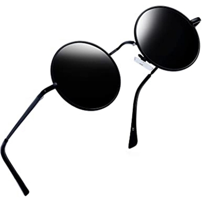 Picture of Round Sunglasses Men Black Classic Sunglasses Brand Design Black 