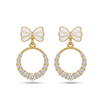 Picture of Crystal Round Earrings For Women White 