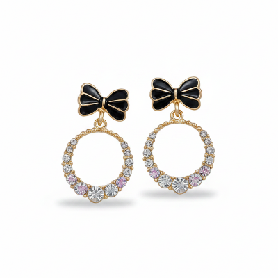 Picture of Crystal Round Earrings For Women Black 