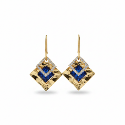 Picture of Cute Simple Square Crystal Blue  Earrings Blue 