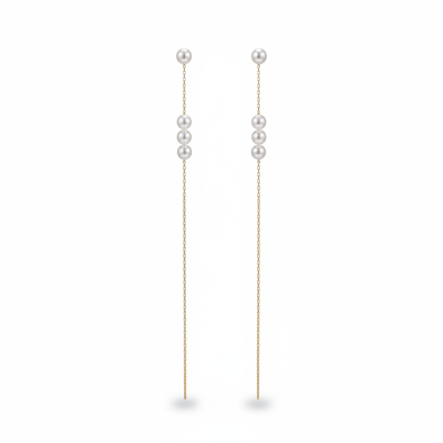 Picture of Fashion White Long Stud Earrings White 