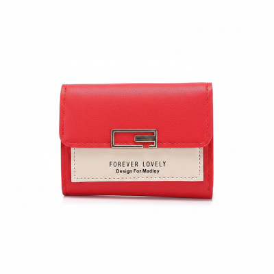 Picture of PU Leather Women Cute Mini Purse Fashion Card Holder Wallet Ladies Girls Hasp Wallets Purses Red 
