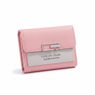 Picture of Fashion Mini Women Wallet Purse Female PU Leather Short Tri-Fold Wallets Pink 