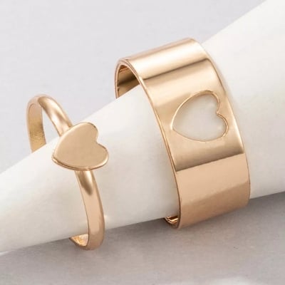 Picture of Love King and Queen Couple Ring Set In  hart Gold Adjustable