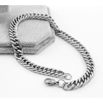 Picture of Stainless Steel Silver chain bracelet  Men Silver Adjustable