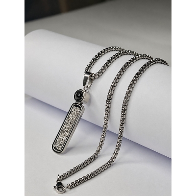 Picture of Elegant Arabic Calligraphy Silver Pendant Chain Necklace  
