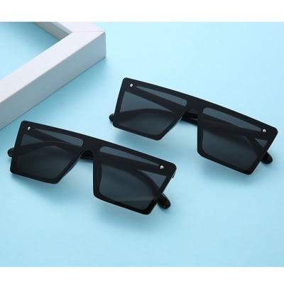 Picture of Flat Top Design Unisex Sunglasses UV400 Protection Black 