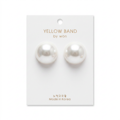 Picture of Korean Fashion Simple Big Pearl Stud Earrings White Adjustable