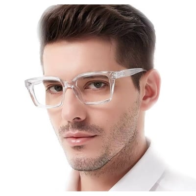 Picture of Retro Big Frame Transparent Glasses - Fashion For Men White 