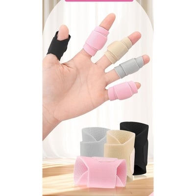 Picture of Men Women Adjustable Finger Splint Brace Thumb Protector Guard Sleeve Finger Straightening Corrector Finger Tape Elastic Finger Sleeve Support Tennis Sports Multicolor 
